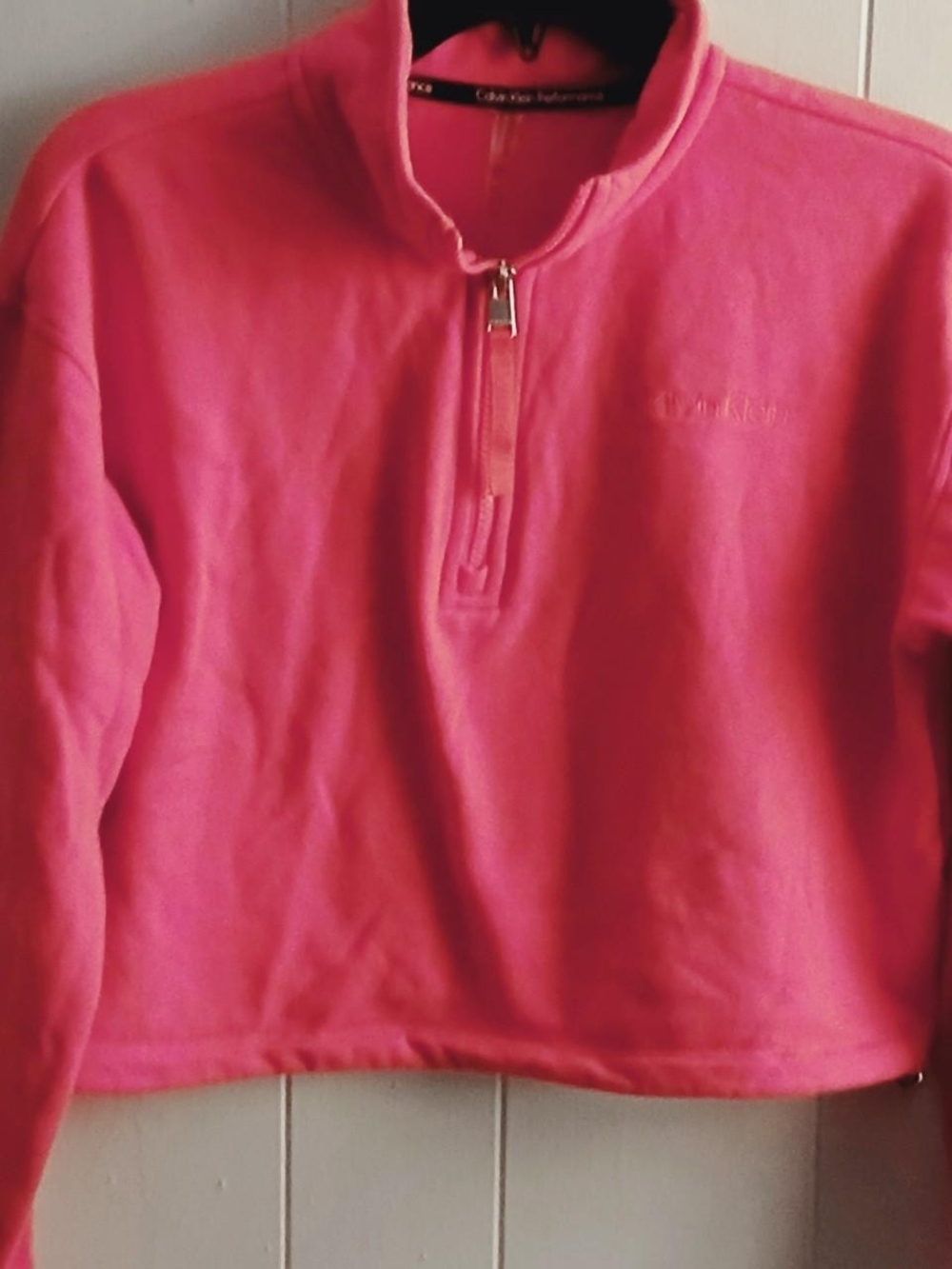 Calvin Klein Bright Pink Crop Top Sweatshirt